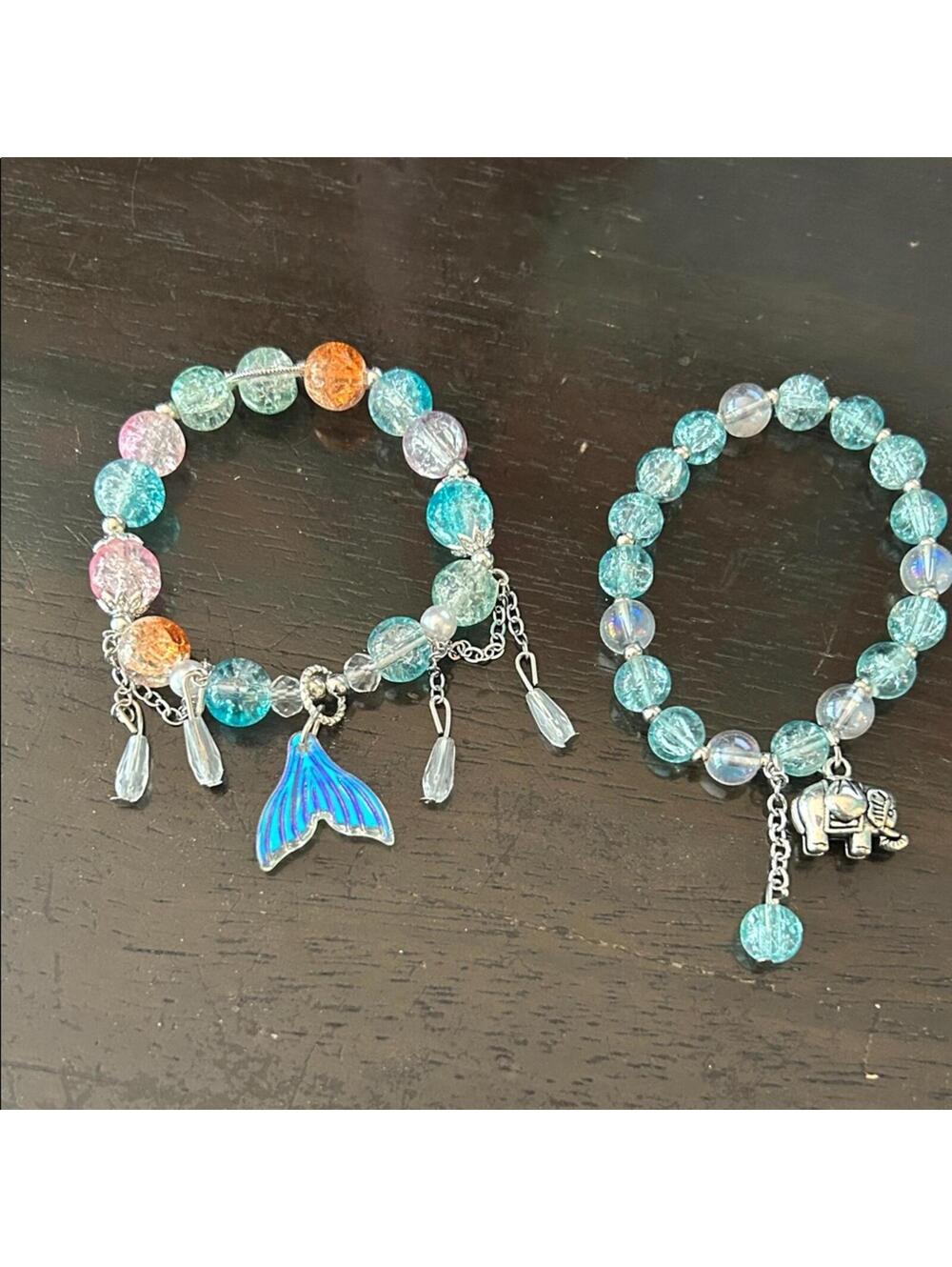 Colorful Beaded Bracelets with Charms